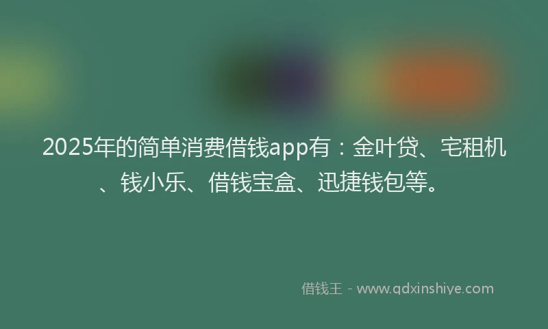 2025年的简单消费借钱app有：金叶贷、宅租机、钱小乐、借钱宝盒、迅捷钱包等。