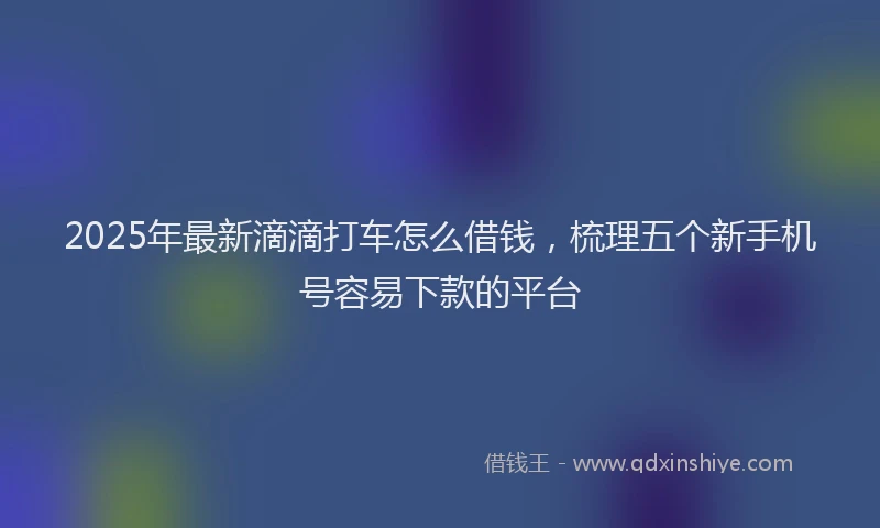 2025年最新滴滴打车怎么借钱，梳理五个新手机号容易下款的平台