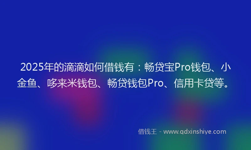 2025年的滴滴如何借钱有：畅贷宝Pro钱包、小金鱼、哆来米钱包、畅贷钱包Pro、信用卡贷等。