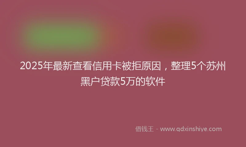 2025年最新查看信用卡被拒原因，整理5个苏州黑户贷款5万的软件
