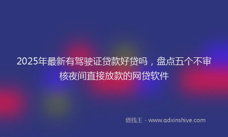2025年最新有驾驶证贷款好贷吗，盘点五个不审核夜间直接放款的网贷软件
