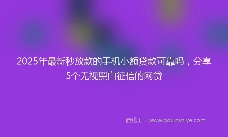 2025年最新秒放款的手机小额贷款可靠吗,分享5个无视黑白征信的网贷