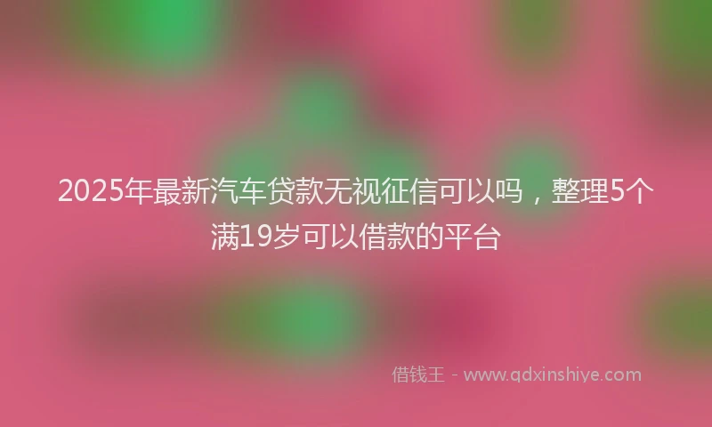 2025年最新汽车贷款无视征信可以吗,整理5个满19岁可以借款的平台