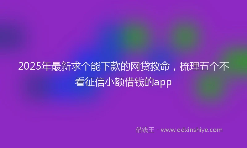 2025年最新求个能下款的网贷救命，梳理五个不看征信小额借钱的app