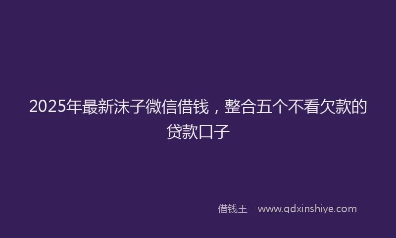 2025年最新沫子微信借钱，整合五个不看欠款的贷款口子