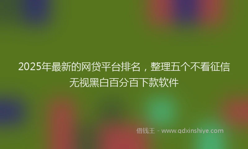 2025年最新的网贷平台排名，整理五个不看征信无视黑白百分百下款软件