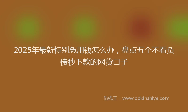 2025年最新特别急用钱怎么办，盘点五个不看负债秒下款的网贷口子