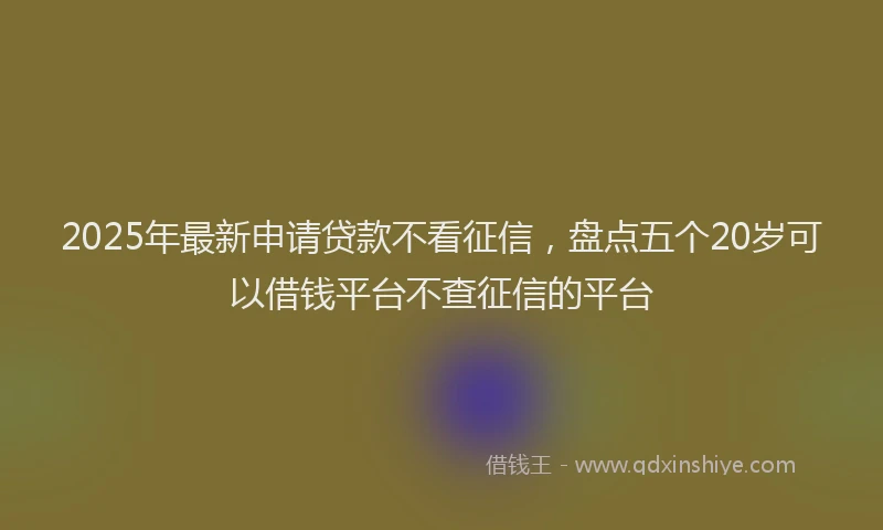2025年最新申请贷款不看征信，盘点五个20岁可以借钱平台不查征信的平台