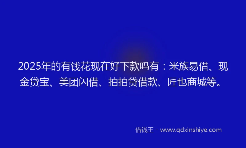 2025年的有钱花现在好下款吗有：米族易借、现金贷宝、美团闪借、拍拍贷借款、匠也商城等。