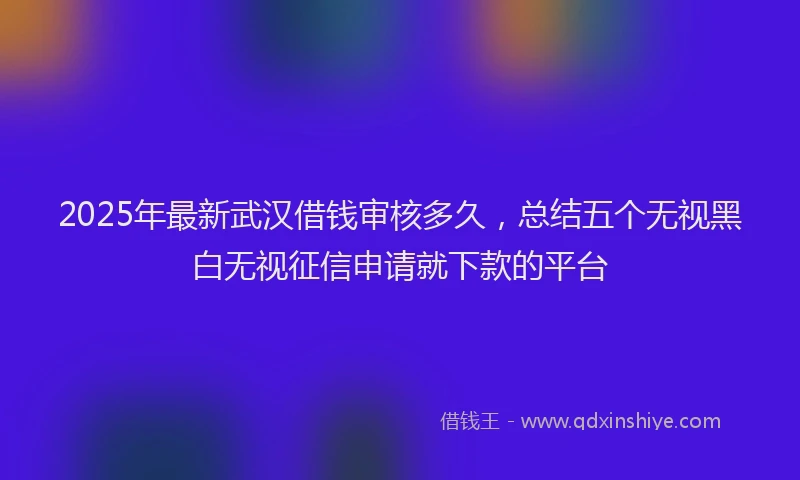 2025年最新武汉借钱审核多久，总结五个无视黑白无视征信申请就下款的平台