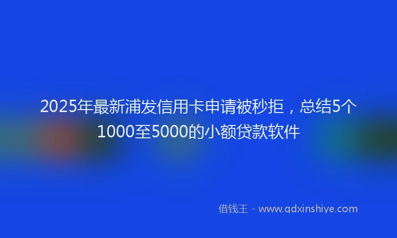 2025年最新浦发信用卡申请被秒拒，总结5个1000至5000的小额贷款软件