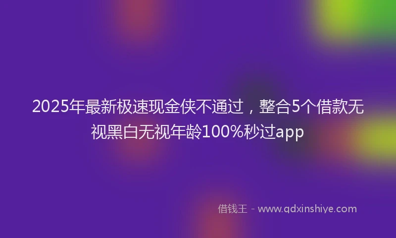 2025年最新极速现金侠不通过，整合5个借款无视黑白无视年龄100%秒过app