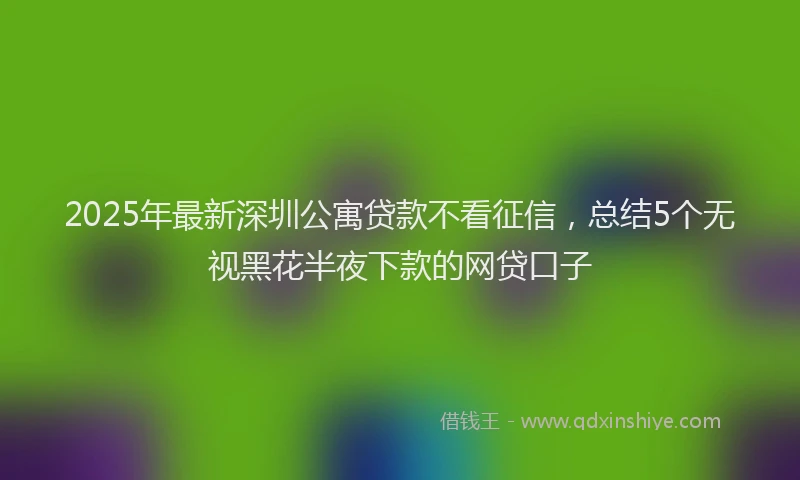2025年最新深圳公寓贷款不看征信，总结5个无视黑花半夜下款的网贷口子
