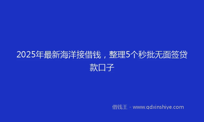 2025年最新海洋接借钱，整理5个秒批无面签贷款口子