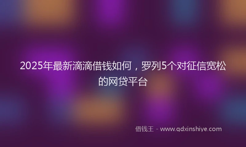 2025年最新滴滴借钱如何，罗列5个对征信宽松的网贷平台