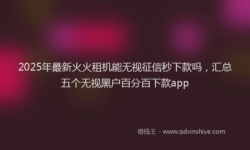 2025年最新火火租机能无视征信秒下款吗，汇总五个无视黑户百分百下款app