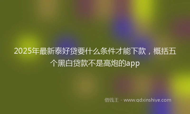 2025年最新泰好贷要什么条件才能下款，概括五个黑白贷款不是高炮的app