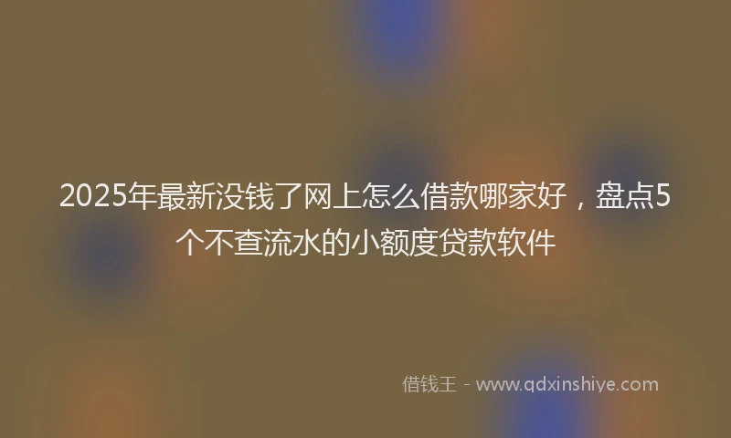 2025年最新没钱了网上怎么借款哪家好，盘点5个不查流水的小额度贷款软件