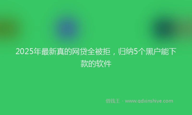 2025年最新真的网贷全被拒，归纳5个黑户能下款的软件