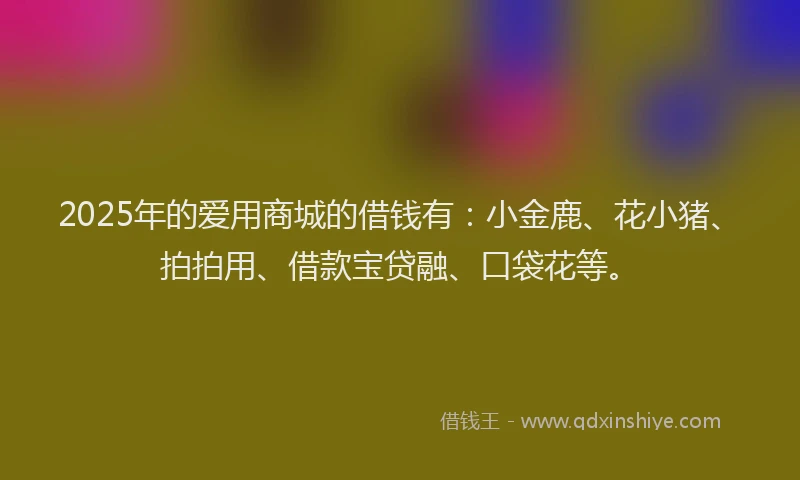 2025年的爱用商城的借钱有：小金鹿、花小猪、拍拍用、借款宝贷融、口袋花等。