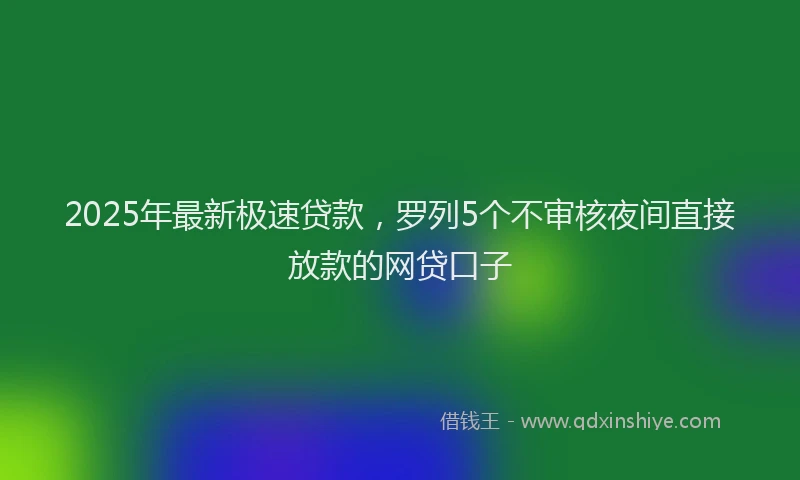 2025年最新极速贷款，罗列5个不审核夜间直接放款的网贷口子