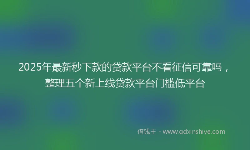 2025年最新秒下款的贷款平台不看征信可靠吗，整理五个新上线贷款平台门槛低平台