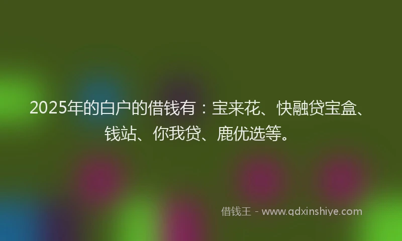 2025年的白户的借钱有：宝来花、快融贷宝盒、钱站、你我贷、鹿优选等。