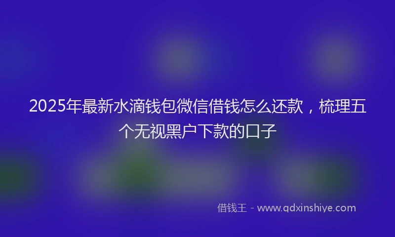2025年最新水滴钱包微信借钱怎么还款，梳理五个无视黑户下款的口子