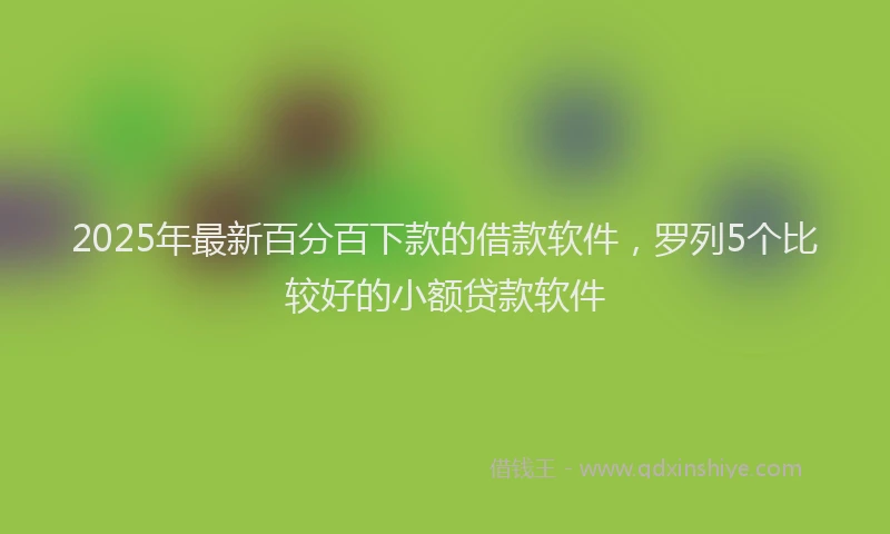 2025年最新百分百下款的借款软件，罗列5个比较好的小额贷款软件