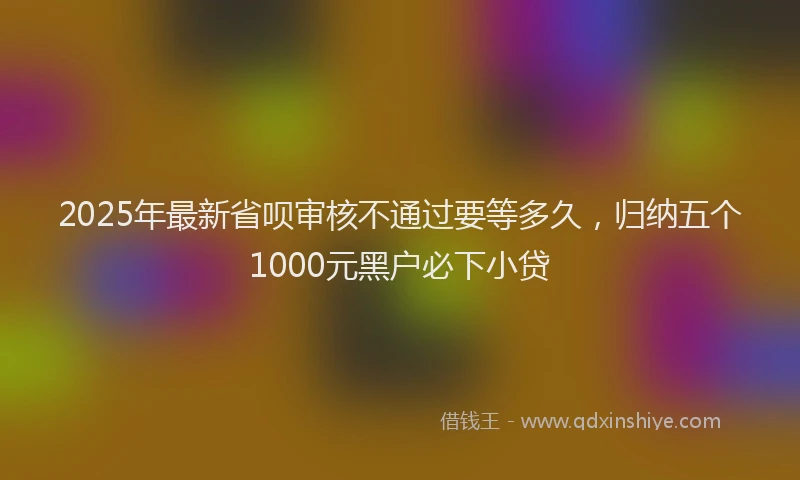 2025年最新省呗审核不通过要等多久，归纳五个1000元黑户必下小贷