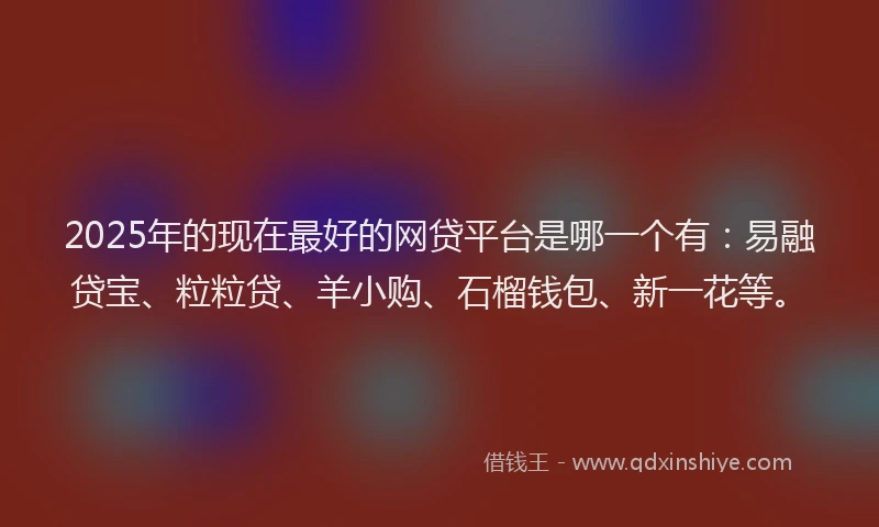 2025年的现在最好的网贷平台是哪一个有：易融贷宝、粒粒贷、羊小购、石榴钱包、新一花等。