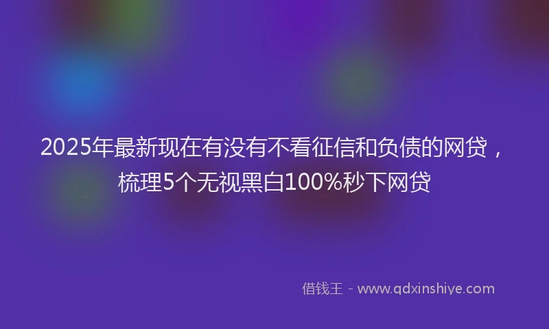 2025年最新现在有没有不看征信和负债的网贷，梳理5个无视黑白100%秒下网贷