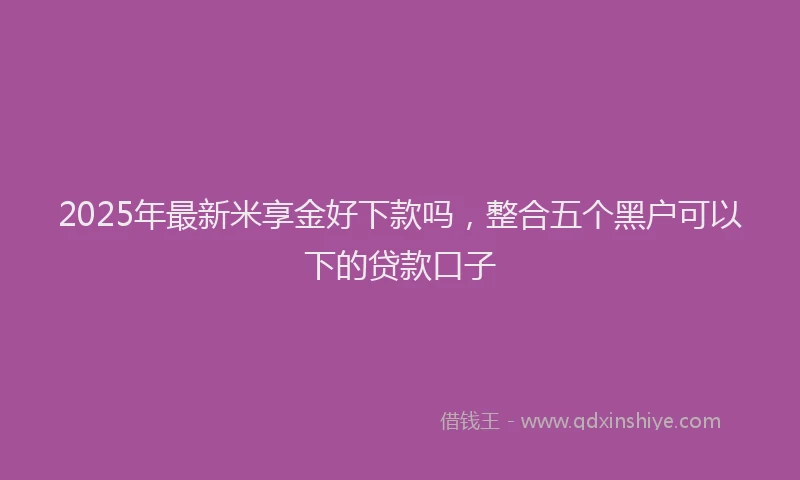 2025年最新米享金好下款吗，整合五个黑户可以下的贷款口子