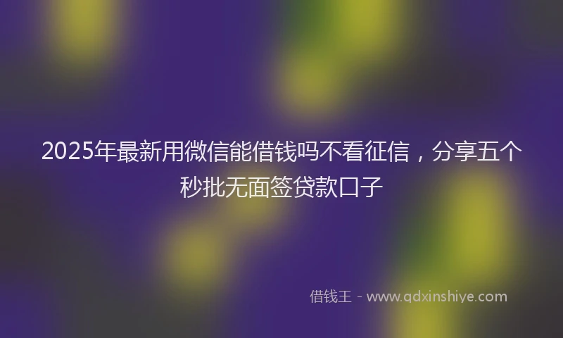 2025年最新用微信能借钱吗不看征信，分享五个秒批无面签贷款口子