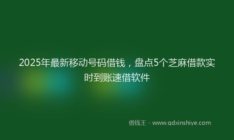 2025年最新移动号码借钱，盘点5个芝麻借款实时到账速借软件