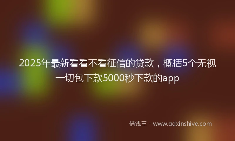 2025年最新看看不看征信的贷款，概括5个无视一切包下款5000秒下款的app