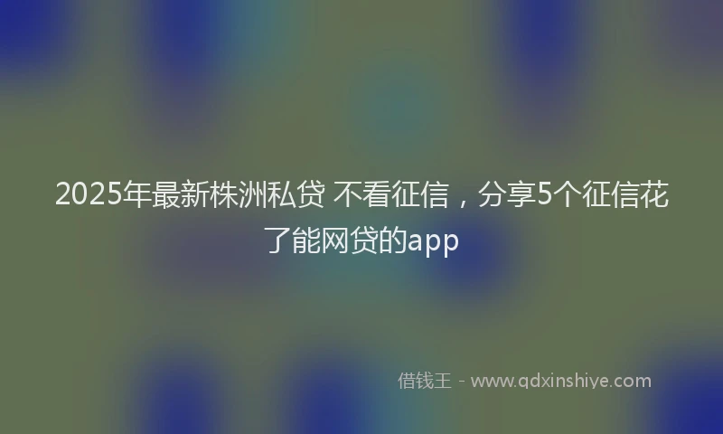 2025年最新株洲私贷 不看征信，分享5个征信花了能网贷的app