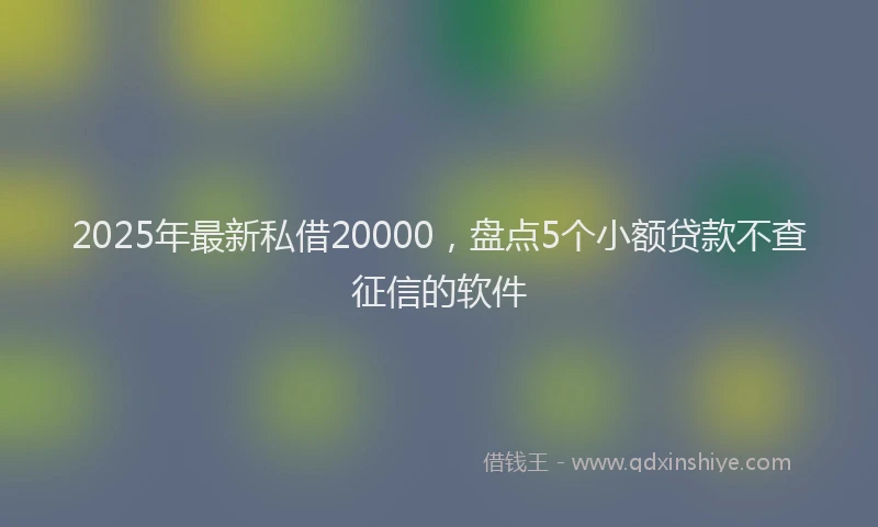 2025年最新私借20000，盘点5个小额贷款不查征信的软件