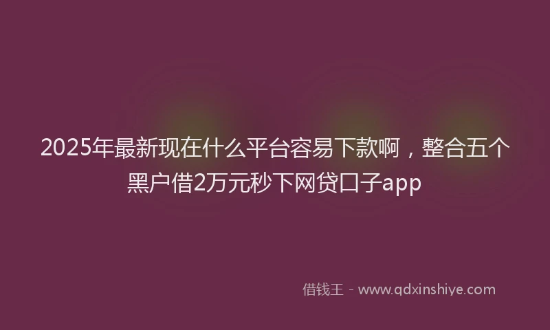 2025年最新现在什么平台容易下款啊，整合五个黑户借2万元秒下网贷口子app