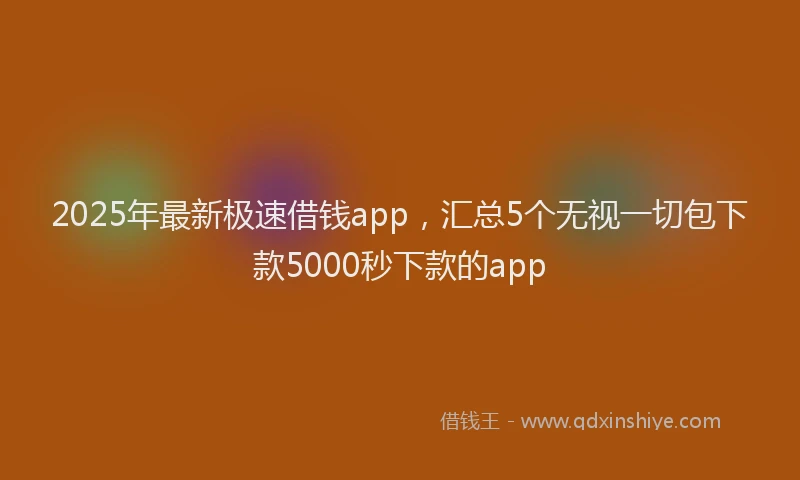 2025年最新极速借钱app，汇总5个无视一切包下款5000秒下款的app