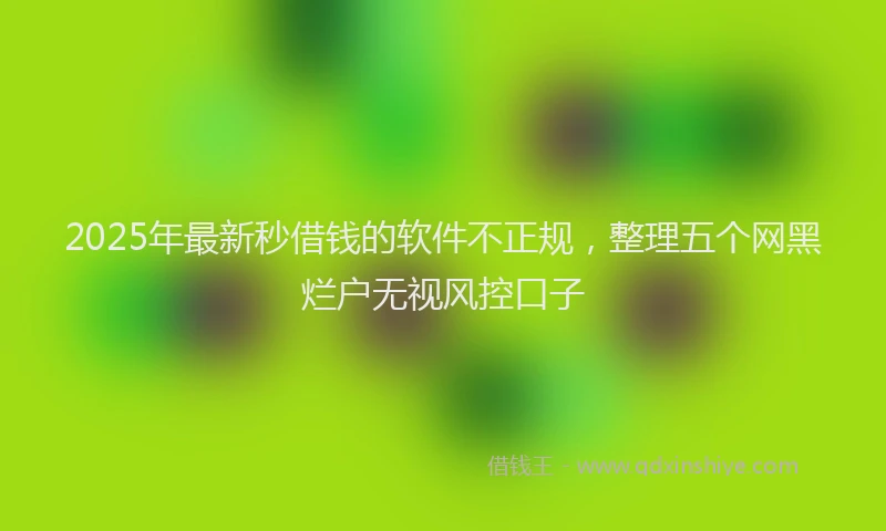 2025年最新秒借钱的软件不正规，整理五个网黑烂户无视风控口子