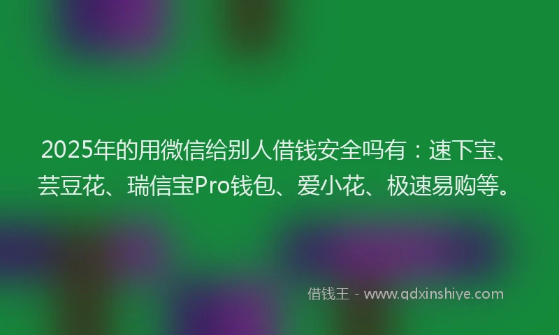 2025年的用微信给别人借钱安全吗有：速下宝、芸豆花、瑞信宝Pro钱包、爱小花、极速易购等。
