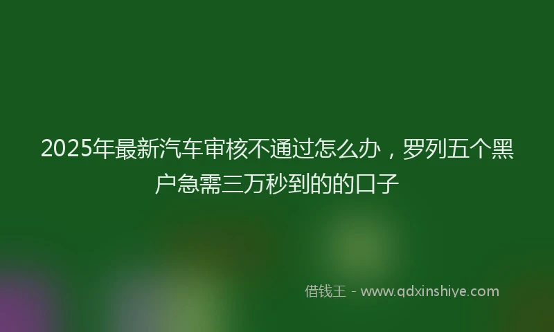 2025年最新汽车审核不通过怎么办，罗列五个黑户急需三万秒到的的口子