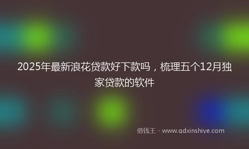 2025年最新浪花贷款好下款吗，梳理五个12月独家贷款的软件