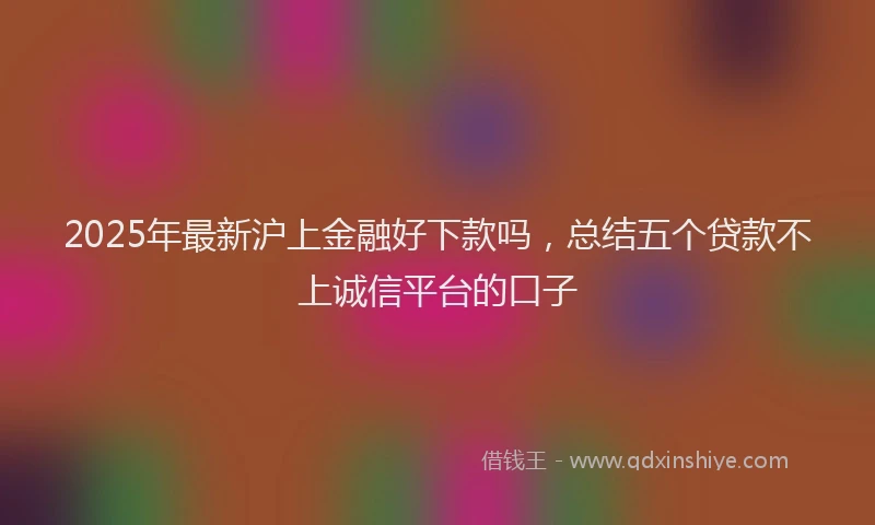 2025年最新沪上金融好下款吗，总结五个贷款不上诚信平台的口子