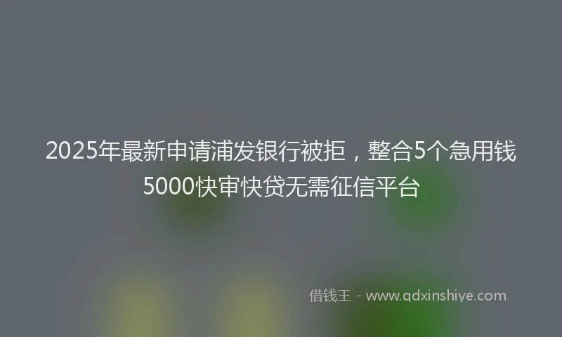 2025年最新申请浦发银行被拒，整合5个急用钱5000快审快贷无需征信平台