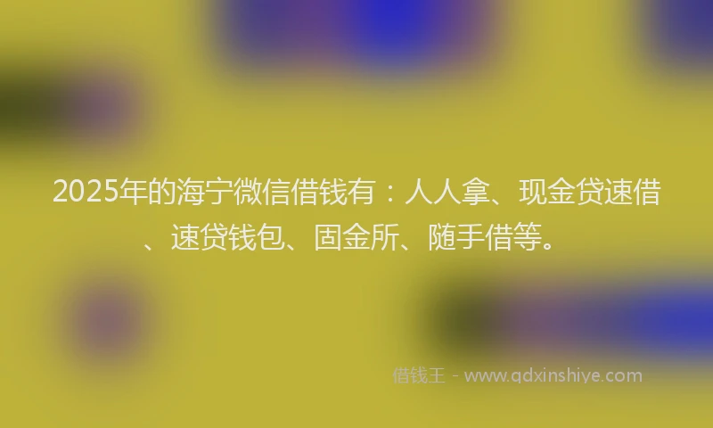 2025年的海宁微信借钱有：人人拿、现金贷速借、速贷钱包、固金所、随手借等。
