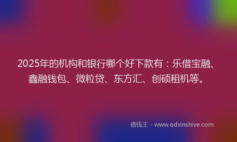 2025年的机构和银行哪个好下款有：乐借宝融、鑫融钱包、微粒贷、东方汇、创硕租机等。