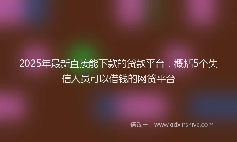 2025年最新直接能下款的贷款平台，概括5个失信人员可以借钱的网贷平台