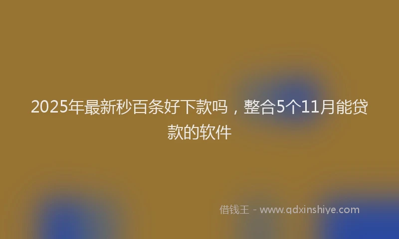 2025年最新秒百条好下款吗，整合5个11月能贷款的软件